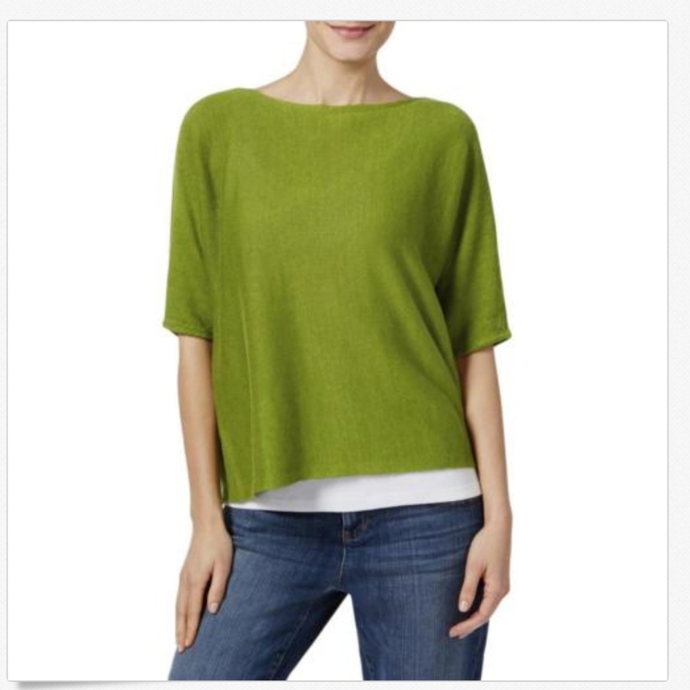 Eileen Fisher Bateau Neck Organic Linen Box Top